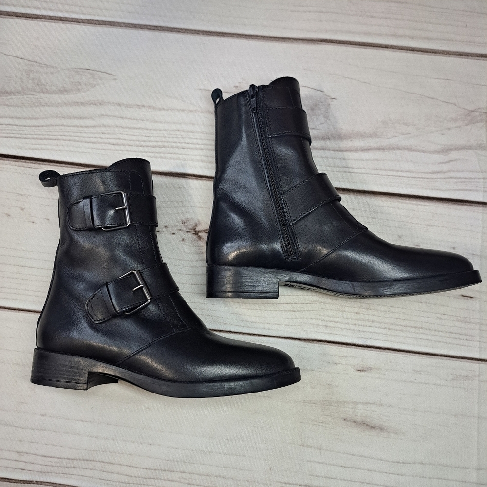 Emanuele Castro Made In Italy Black Leather Ankle Boots Size 37